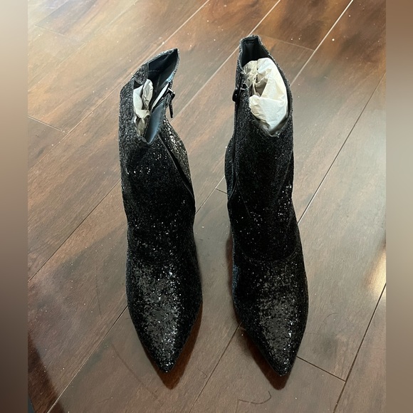 NIB - Old Cutter Sophia - Black Sparkle Pointed Toe Boots - Womens Size 10 - Picture 4 of 9